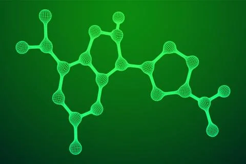 Wireframe Mesh Molecule. Connection Structure. 스톡 일러스트