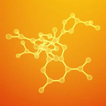 Wireframe Mesh Molecule. Connection Structure. Stock Illustration