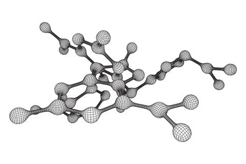 Wireframe Mesh Molecule. Connection Structure. 스톡 일러스트