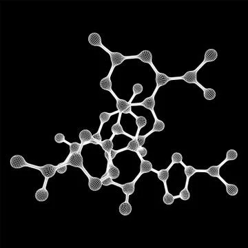 Wireframe Mesh Molecule. Connection Structure. 스톡 일러스트