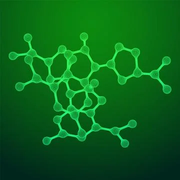 Wireframe Mesh Molecule. Connection Structure. 스톡 일러스트