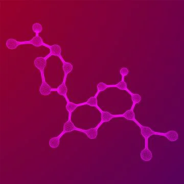 Wireframe Mesh Molecule. Connection Structure. Stock Illustration