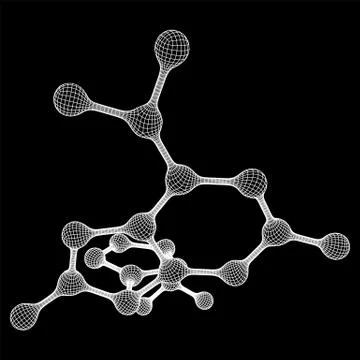 Wireframe Mesh Molecule. Connection Structure. Illustrazione stock