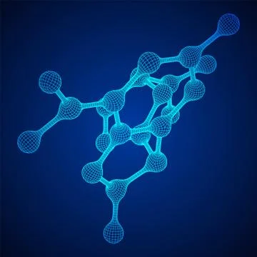 Wireframe Mesh Molecule. Connection Structure. Stock Illustration