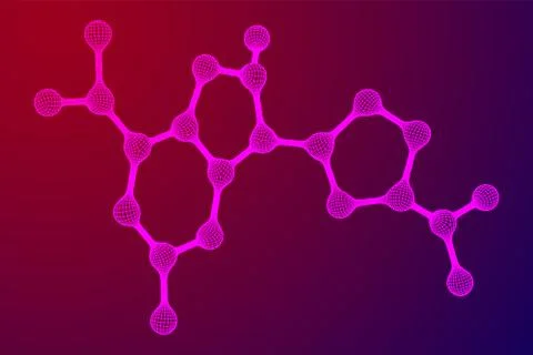 Wireframe Mesh Molecule. Connection Structure. Illustrazione stock