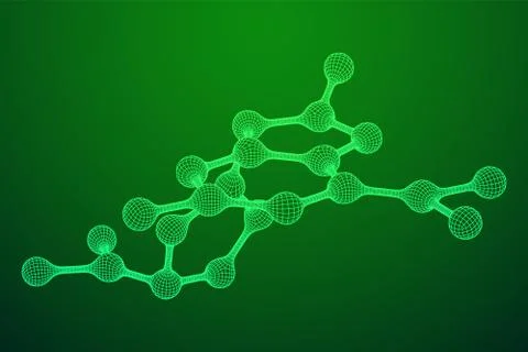 Wireframe Mesh Molecule. Connection Structure. 스톡 일러스트