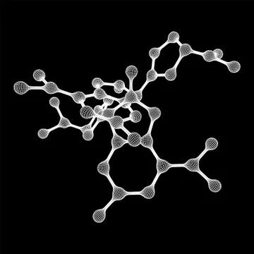 Wireframe Mesh Molecule. Connection Structure. Stock Illustration