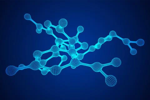 Wireframe Mesh Molecule. Connection Structure. 스톡 일러스트
