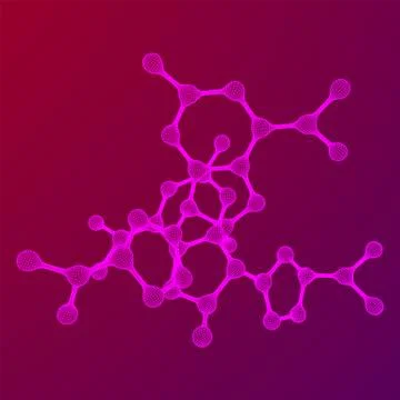 Wireframe Mesh Molecule. Connection Structure. Stock Illustration