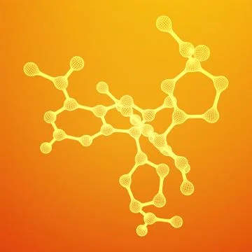 Wireframe Mesh Molecule. Connection Structure. Иллюстрация