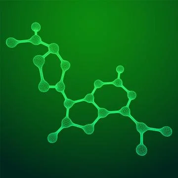 Wireframe Mesh Molecule. Connection Structure. 스톡 일러스트