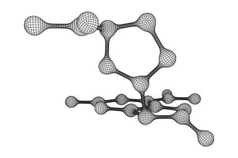 Wireframe Mesh Molecule. Connection Structure. Stock Illustration