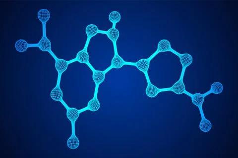 Wireframe Mesh Molecule. Connection Structure. 스톡 일러스트