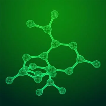 Wireframe Mesh Molecule. Connection Structure. Stock Illustration