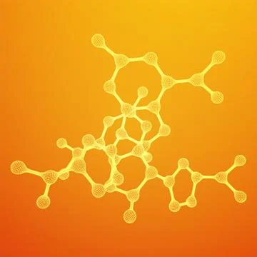 Wireframe Mesh Molecule. Connection Structure. Stock Illustration