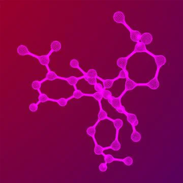 Wireframe Mesh Molecule. Connection Structure. Stock Illustration