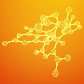 Wireframe Mesh Molecule. Connection Structure. 스톡 일러스트