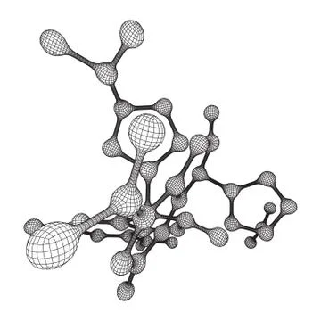 Wireframe Mesh Molecule. Connection Structure. Stock Illustration