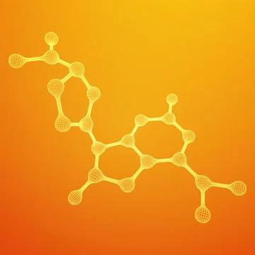 Wireframe Mesh Molecule. Connection Structure. Stock Illustration