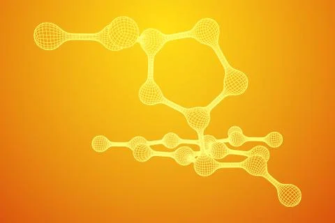 Wireframe Mesh Molecule. Connection Structure. 스톡 일러스트