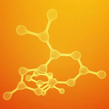 Wireframe Mesh Molecule. Connection Structure. 스톡 일러스트