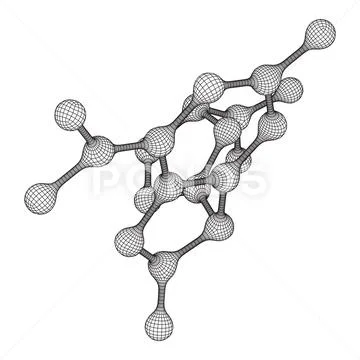 Wireframe Mesh Molecule. Connection Structure. Stock Illustration