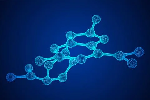 Wireframe Mesh Molecule. Connection Structure. Stock Illustration