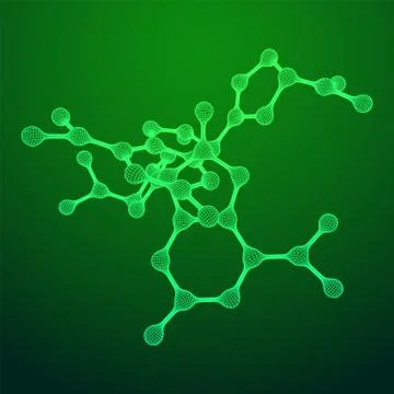 Wireframe Mesh Molecule. Connection Structure. Illustrazione stock