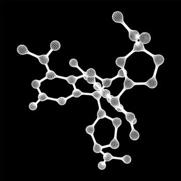 Wireframe Mesh Molecule. Connection Structure. 스톡 일러스트
