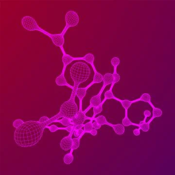 Wireframe Mesh Molecule. Connection Structure. Stock Illustration