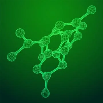 Wireframe Mesh Molecule. Connection Structure. 스톡 일러스트