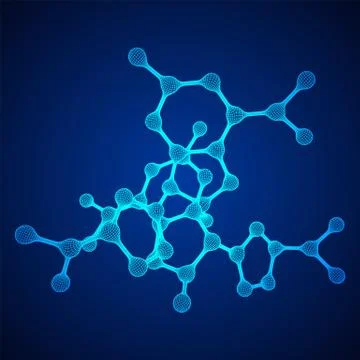 Wireframe Mesh Molecule. Connection Structure. Stock Illustration