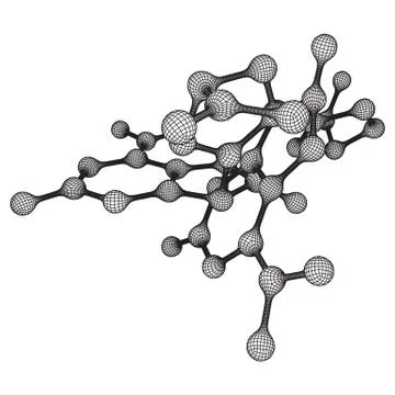 Wireframe Mesh Molecule. Connection Structure. Stock Illustration