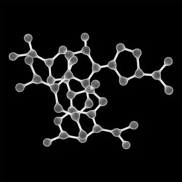 Wireframe Mesh Molecule. Connection Structure. Illustrazione stock
