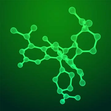 Wireframe Mesh Molecule. Connection Structure. Stock Illustration