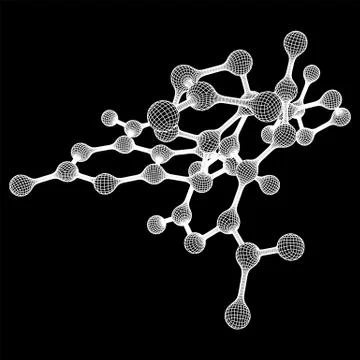 Wireframe Mesh Molecule. Connection Structure. Illustrazione stock