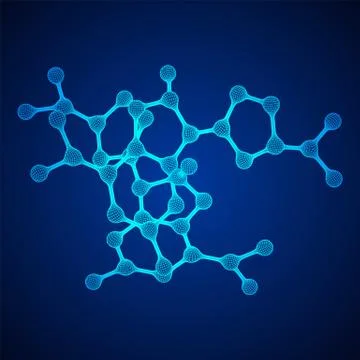 Wireframe Mesh Molecule. Connection Structure. Illustrazione stock