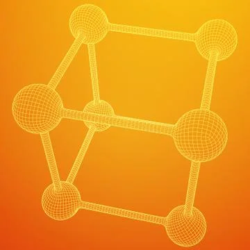 Wireframe Mesh Molecule Stock Illustration