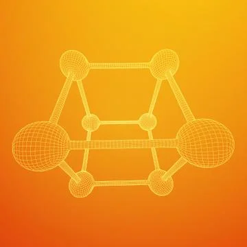 Wireframe Mesh Molecule Stock Illustration
