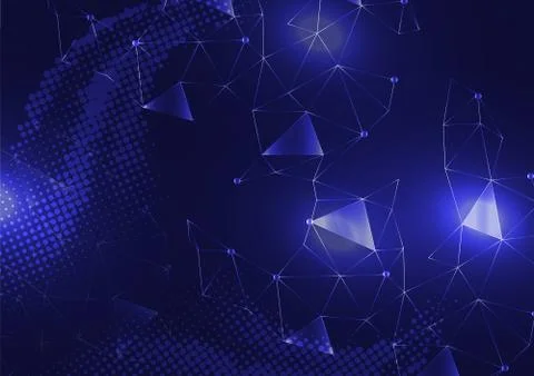 Wireframe Mesh Polygonal Background - Vector Illustration Stock Illustration