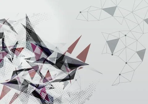 Wireframe Mesh Polygonal Background - Vector Illustration Stock Illustration