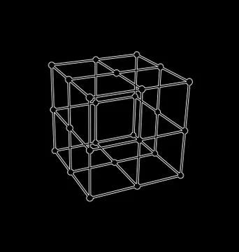 Wireframe mesh polygonal Cube Stock Illustration