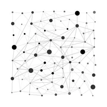 Wireframe mesh square polygonal element. Cube with connected lines and dots 库存插图