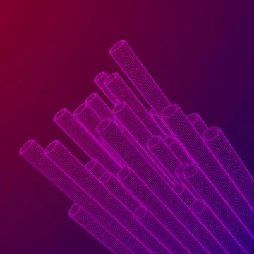 Wireframe metallurgy round tubes 스톡 일러스트