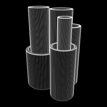 Wireframe metallurgy round tubes Illustrazione stock