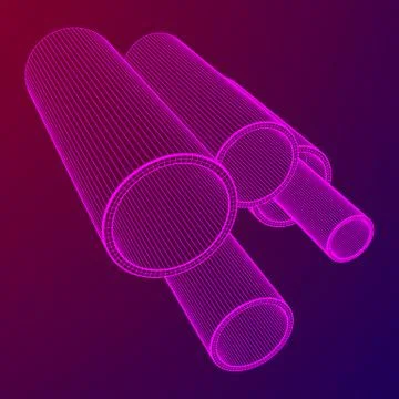 Wireframe metallurgy round tubes Illustrazione stock
