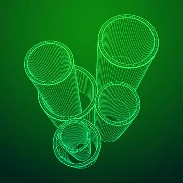 Wireframe metallurgy round tubes Illustrazione stock