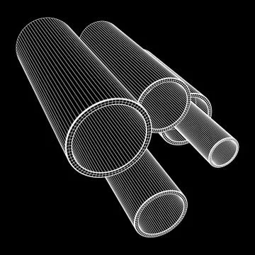 Wireframe metallurgy round tubes Stock Illustration