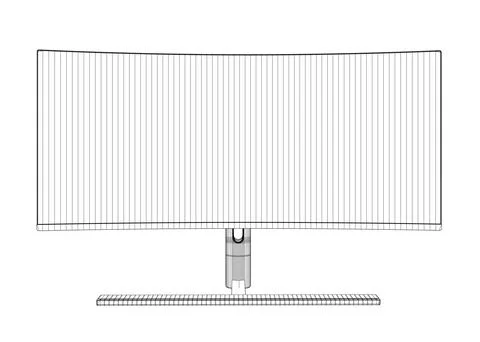 Wireframe of modern thin frame display computer monitor vector illustration.  스톡 일러스트