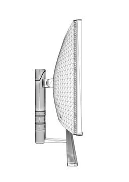 Wireframe of modern thin frame display computer monitor vector illustration.  Stock Illustration